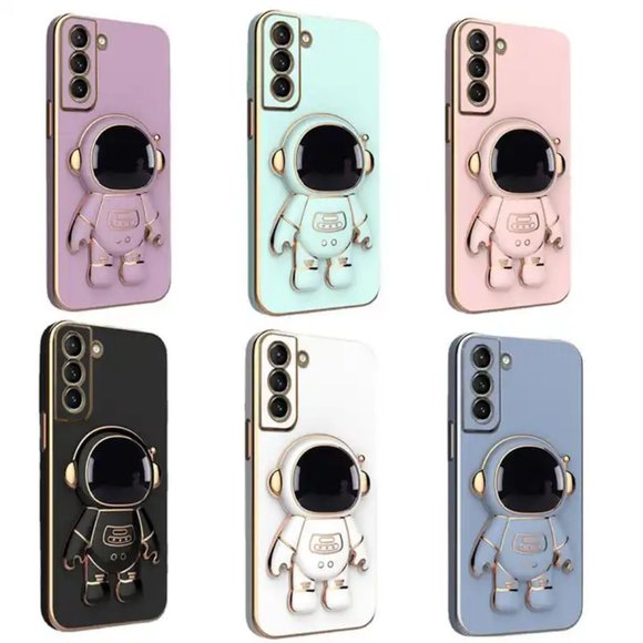 6D Plating Astronaut Fold Stand Phone Case For Samsung - Picture 1 of 3